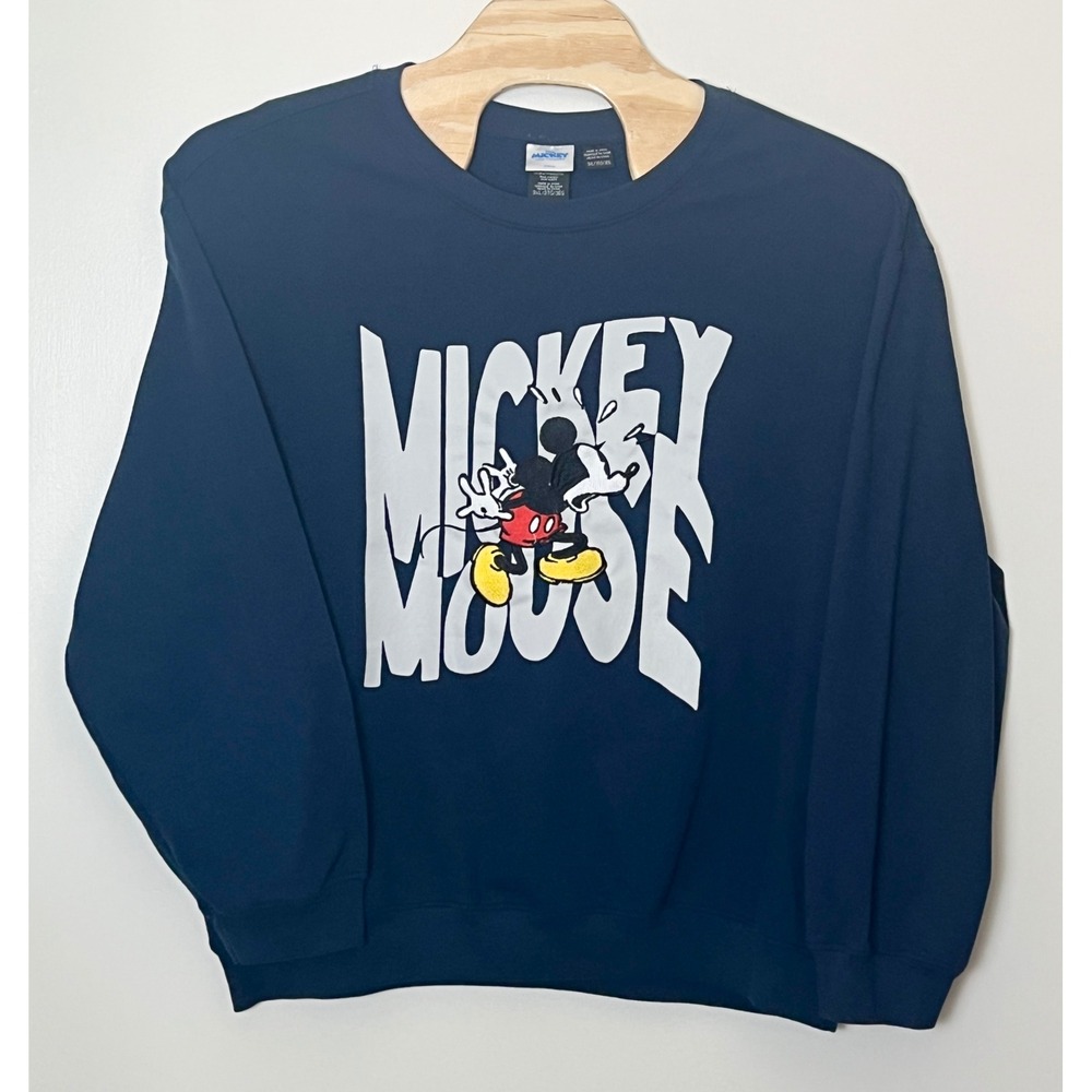 Disney Mickey Mouse Sweatshirt 3XL Navy Blue Graphic Embroidered Heavyweight